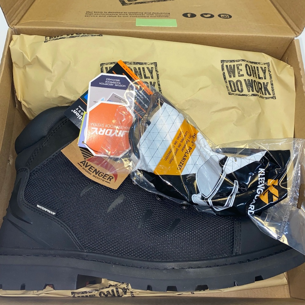 Mens Avenger Work Boots Black Size 11 + Work Glasses Included